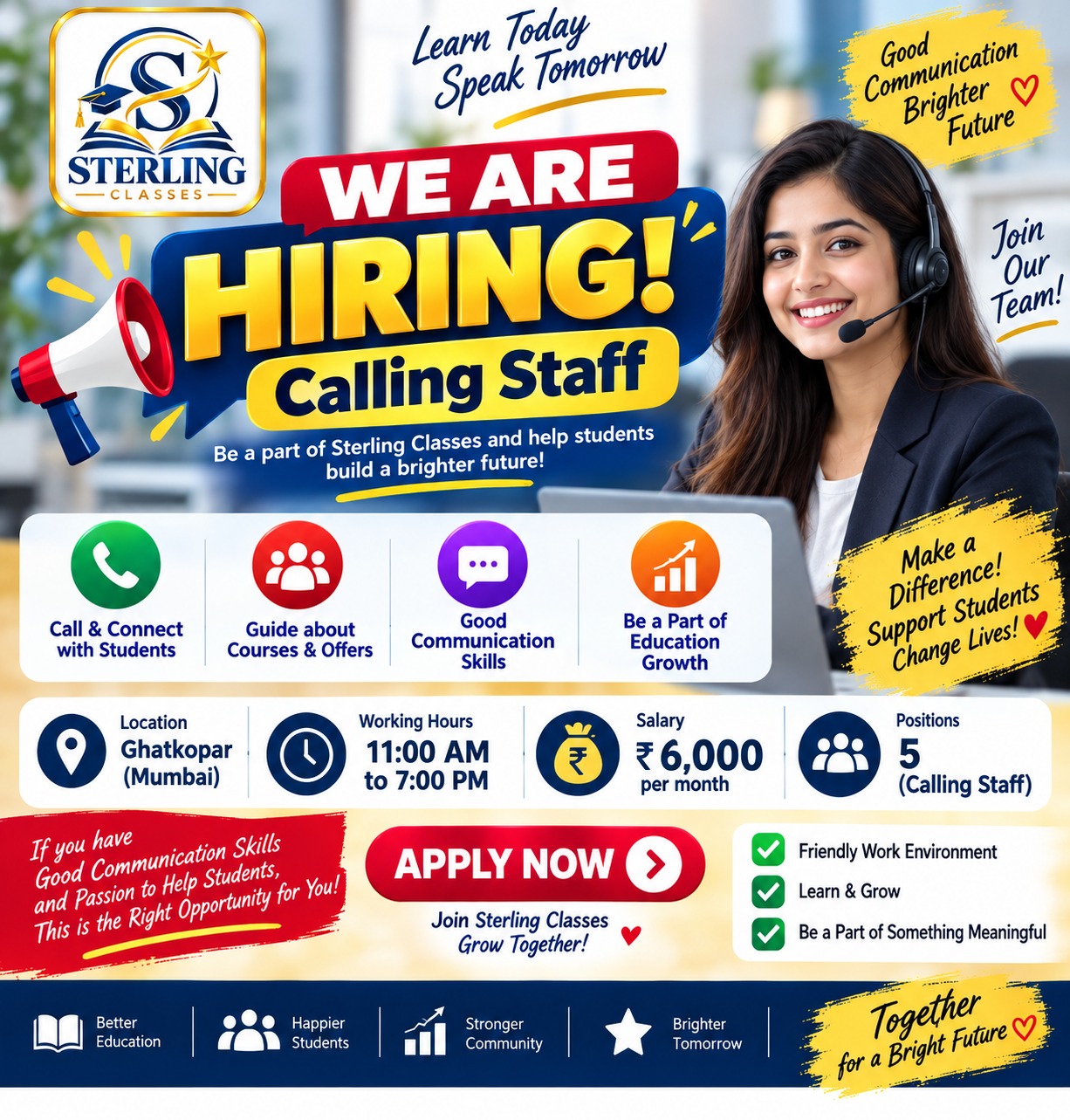 📢 WE ARE HIRING – CALLING STAFF